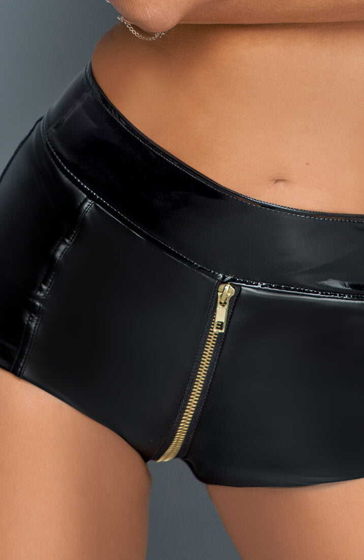 Wet look shorts with 2-way zip - ICONOLOGY