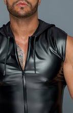 Load image into Gallery viewer, Sleeveless wet look shirt with hoodie - Hooded Bro